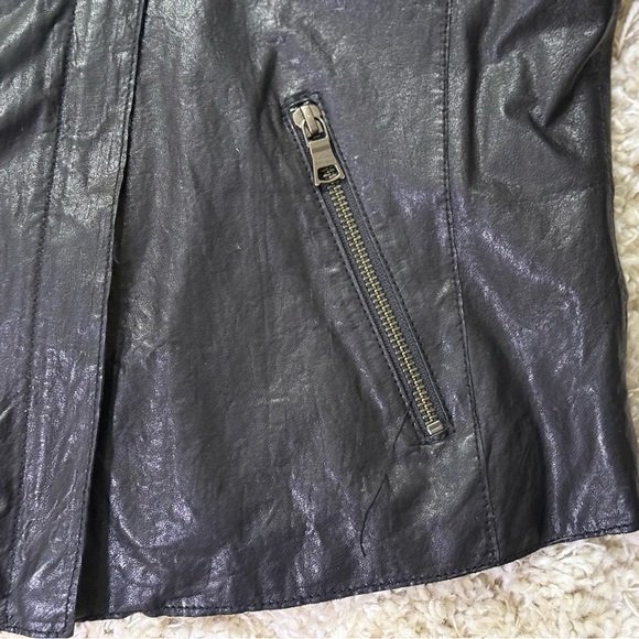 Banana Republic Black Moto Leather Jacket Sz S - Picture 3 of 13